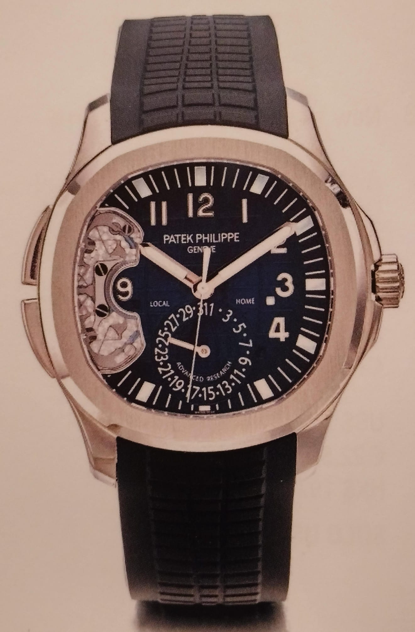 Close view of a Patek Philippe watch dial